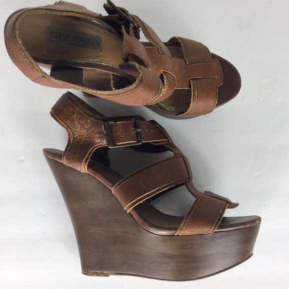 Steve Madden Shoes - Steve Madden Brown 8 Leather Platform Sandals Steve Madden Shoes - Steve Madden Brown 8 Leather Platform Sandals